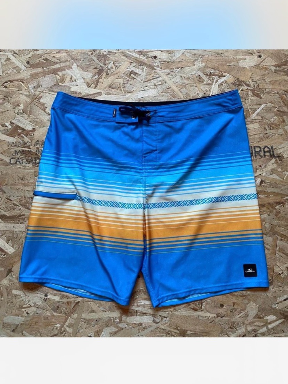 O'Neill Men’s Blue & Orange Striped Swimwear Boardshorts